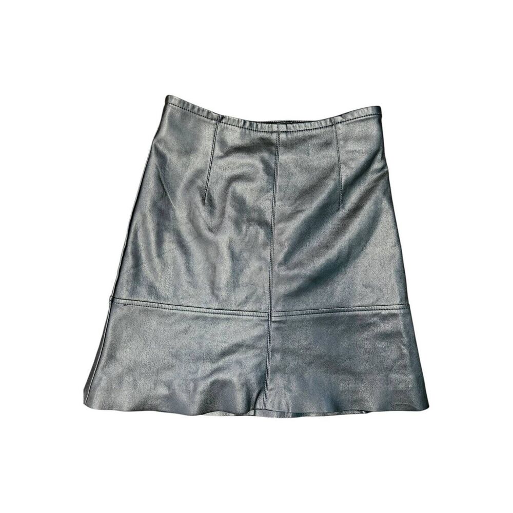 H&M Black Faux Leather Mini Skirt Size 0